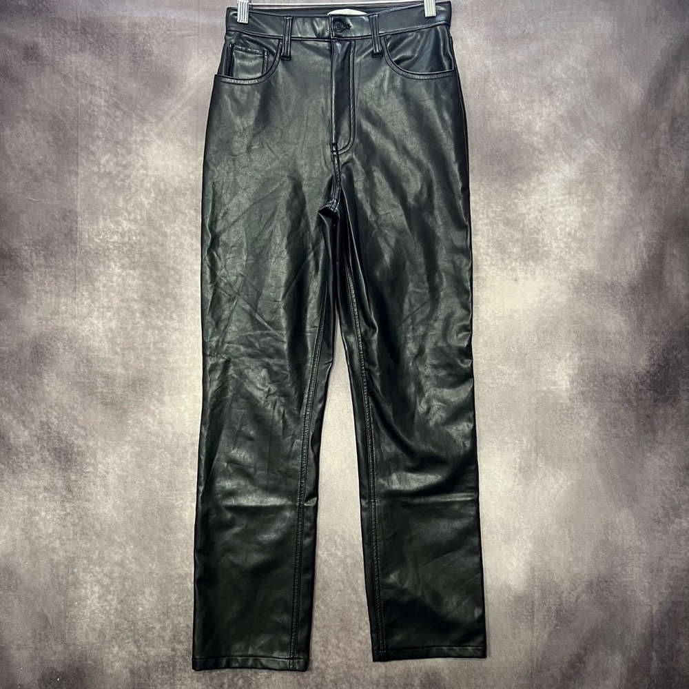 Abercrombie & Fitch Womens 27 '90s Straight Ultra High Rise Vegan Leather Pants